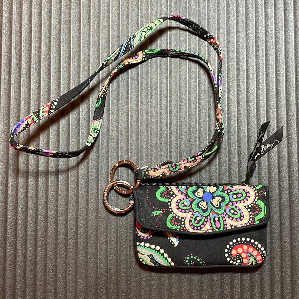 Black Vera Bradley Clutch with lanyard